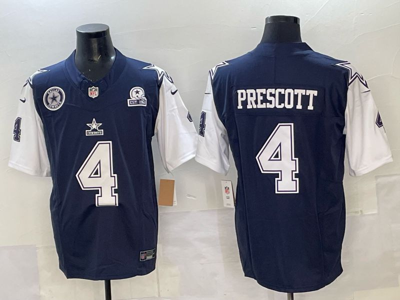 Men 2025 Nike Dallas Cowboys 4 Prescott Drak Blue 4th generation Limited NFL Jersey 03